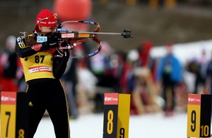 Kati Wilhelm Kati Wilhelm of Germany shoots during the Women 7,5 km sprint of the IBU Biathlon World Campionships on February 14, 2009 in Pyeonchang, South Korea. (Photo by Martin Rose/Getty Images)